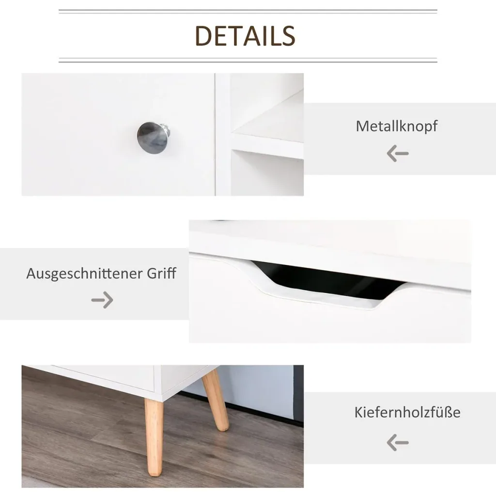 TV Lowboard mit Schubladen weiß