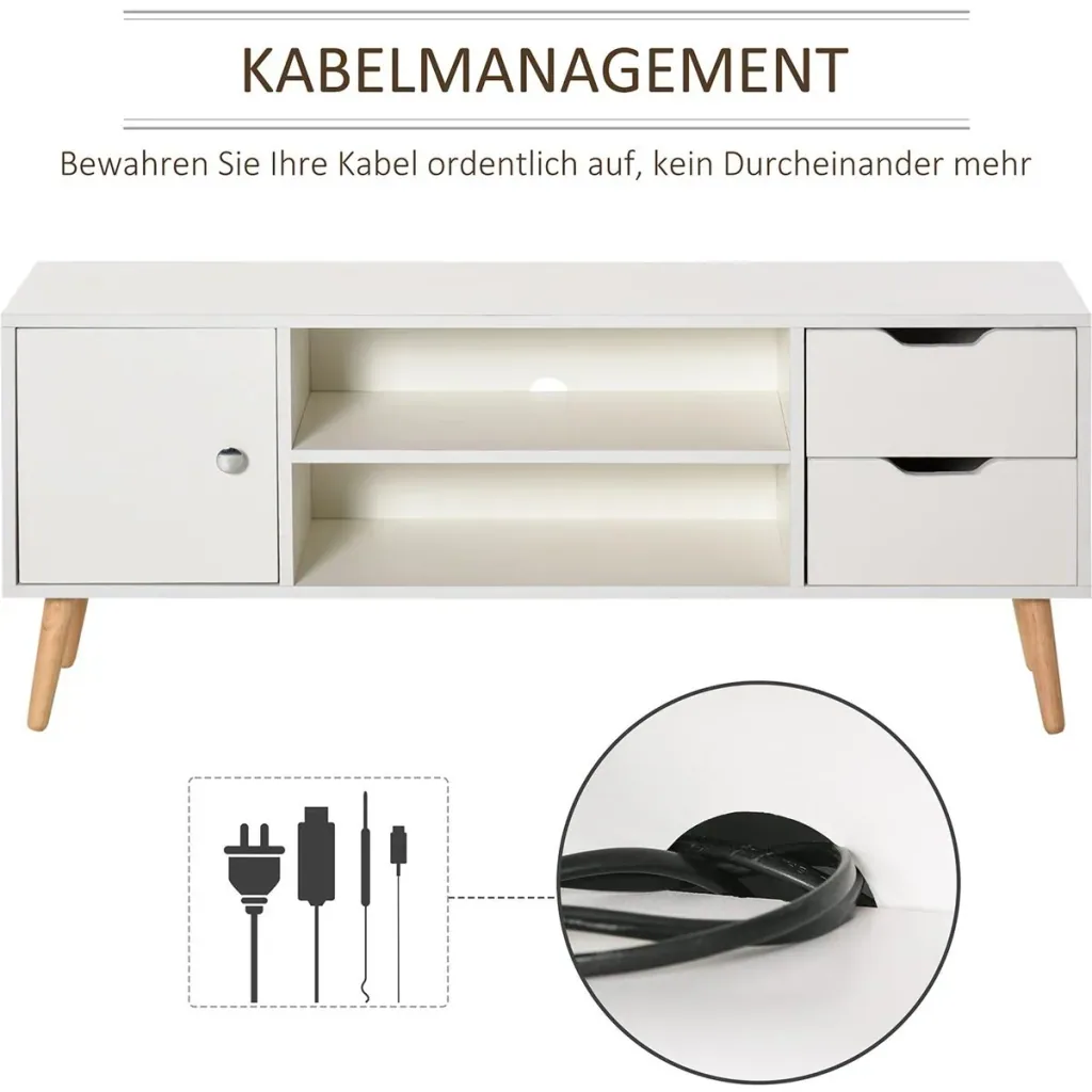 TV Lowboard mit Schubladen weiß