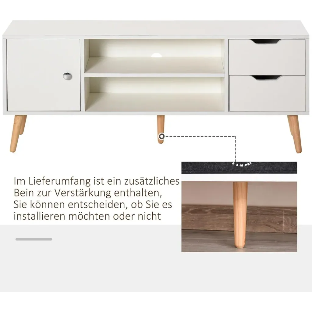 TV Lowboard mit Schubladen weiß