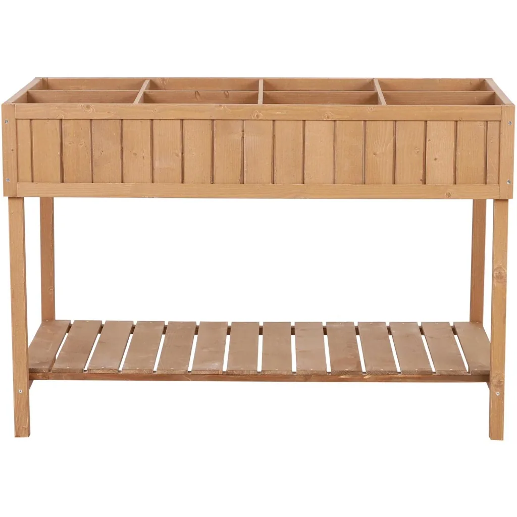 Pflanztisch Hochbeet Blumenkasten Anzuchttisch 8 Fächer mit Abfluss Ablage Tanne Massivholz 120 x 60 x 22 cm