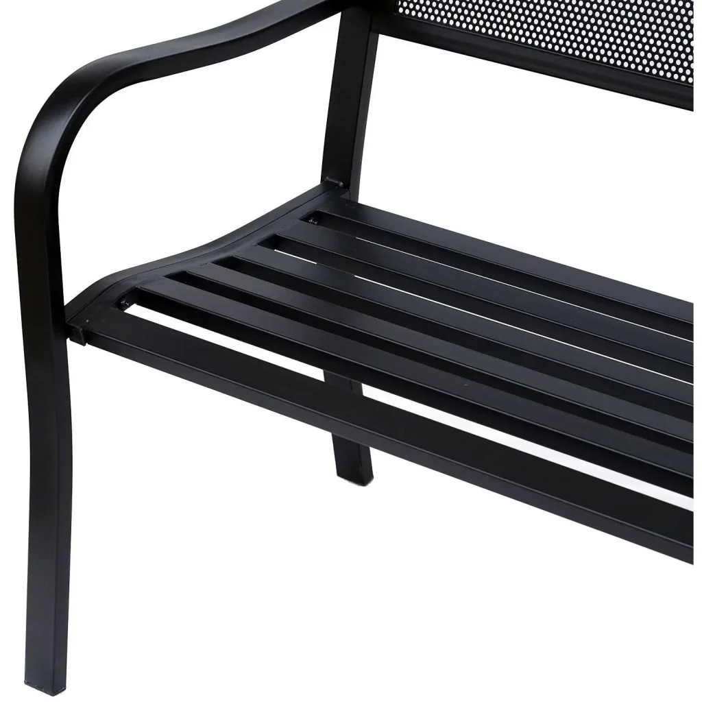 Gartenbank Sitzbank 2-Sitzer Stahl Schwarz