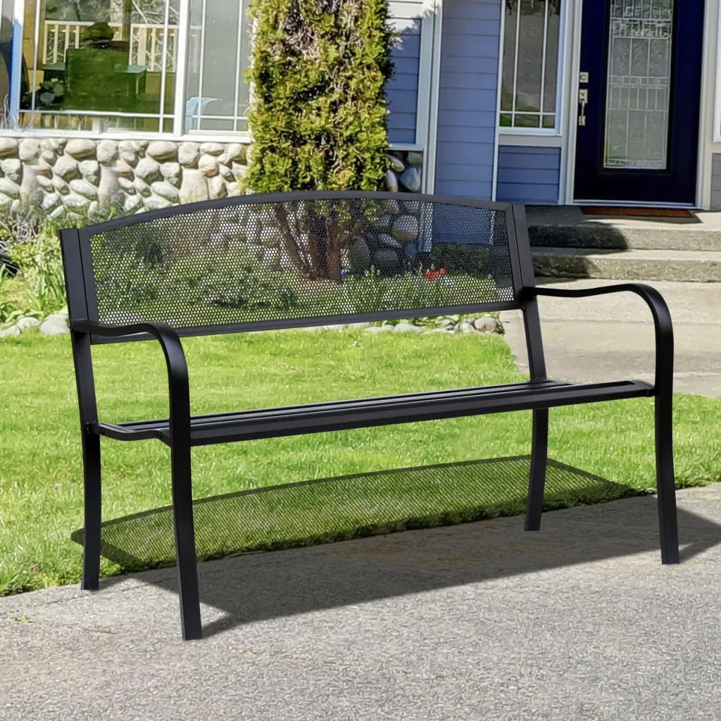 Gartenbank Sitzbank 2-Sitzer Stahl Schwarz