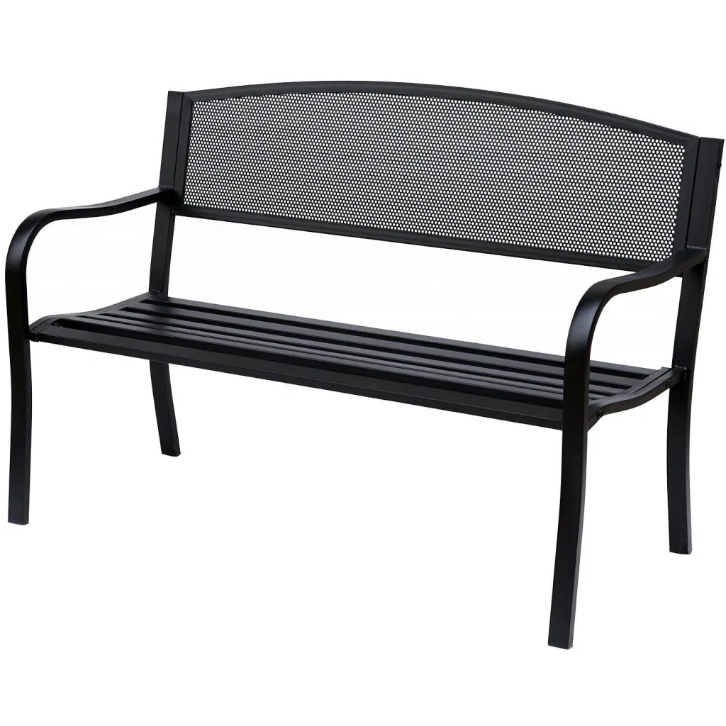 Gartenbank Sitzbank 2-Sitzer Stahl Schwarz