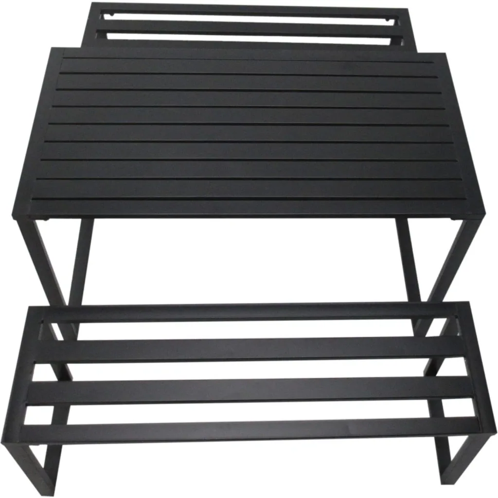 Bierzeltgarnitur Festgarnitur 3 tlg, Sitzgruppe 1 x Tisch 2 x Sitzbank Metall Schwarz 110 x 55 x 70 cm