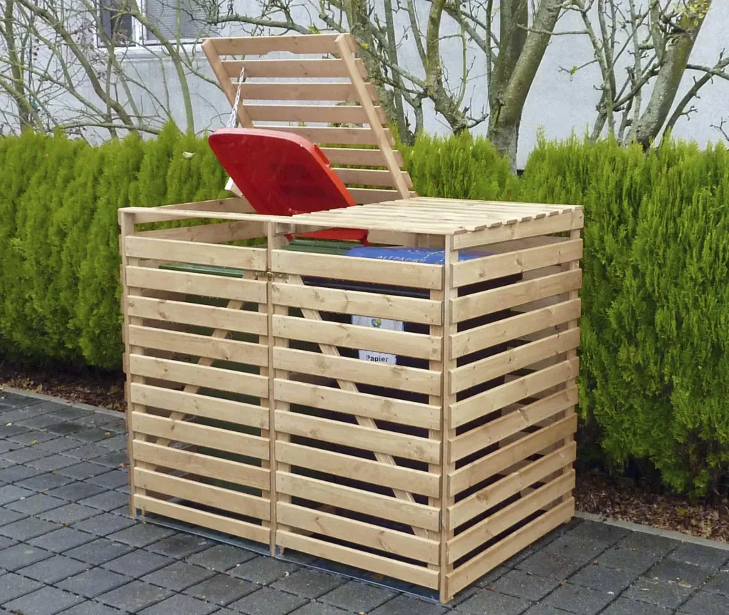 Mülltonnenbox "Vario V" für 2 Tonnen, natur