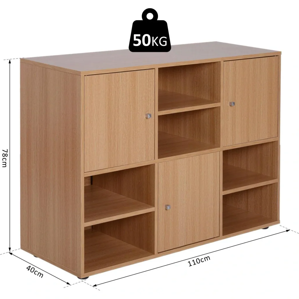 Multi-Fächer Bücherregal Wandregal Standregal Raumteiler Dekoregal Schrank Holz Natur 61,5 x 29,5 x 80 cm