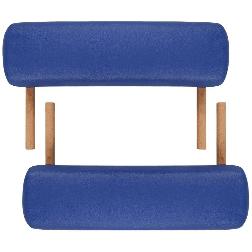 Klappbare Massageliege 2 Zonen mit Holzrahmen (blau)