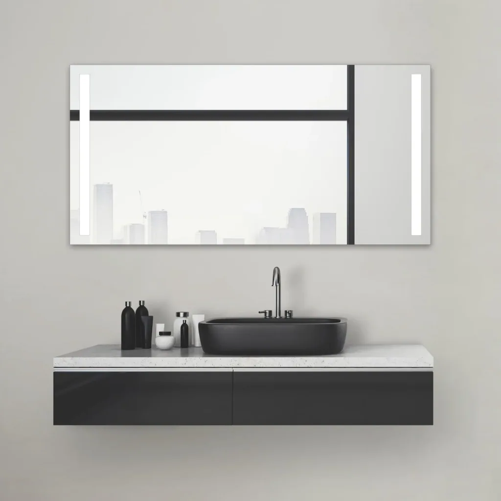 Badezimmerspiegel mit Beleuchtung, "Light" - 140 x 70 cm - mit hinterleuchteten Lichtausschnitten