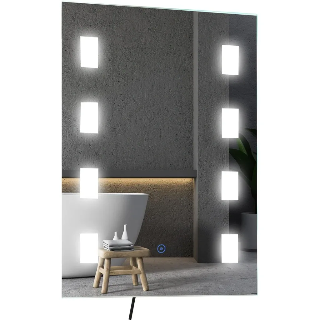 Lichtspiegel LED Spiegel Anti-Beschlag Badspiegel Badezimmerspiegel Wandspiegel mit Berührungsschalter Silber 70 x 50 x