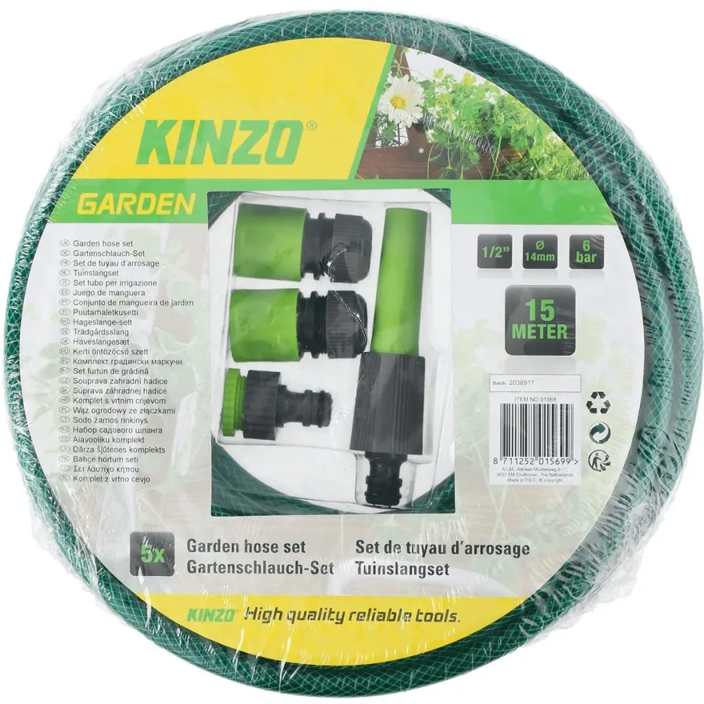 Tauchpumpe - 600W - 11.500l/h MIT 15 Meter Gartenschlauch inklusive Düse und Armaturen UND Wasserhahn 1".