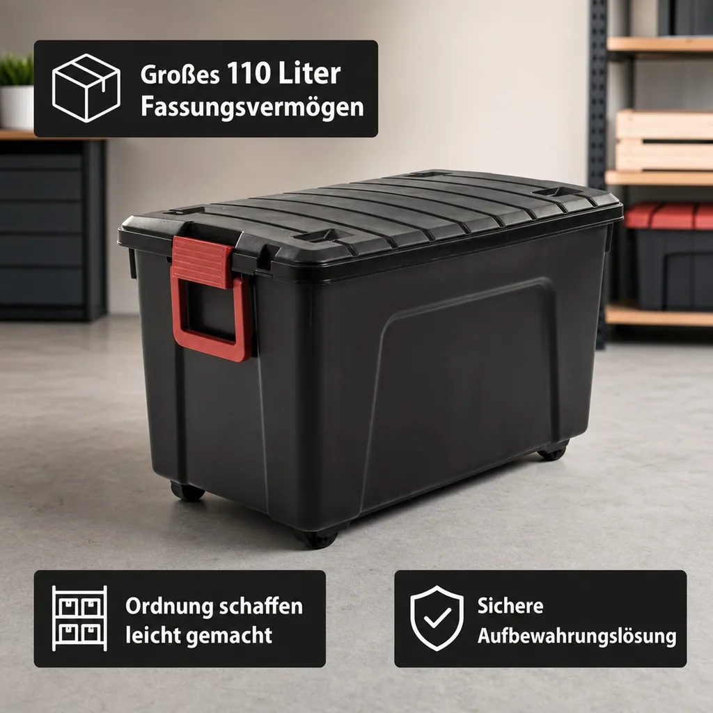 Multi Aufbewahrungsbox 110 Liter, mit Rollen
