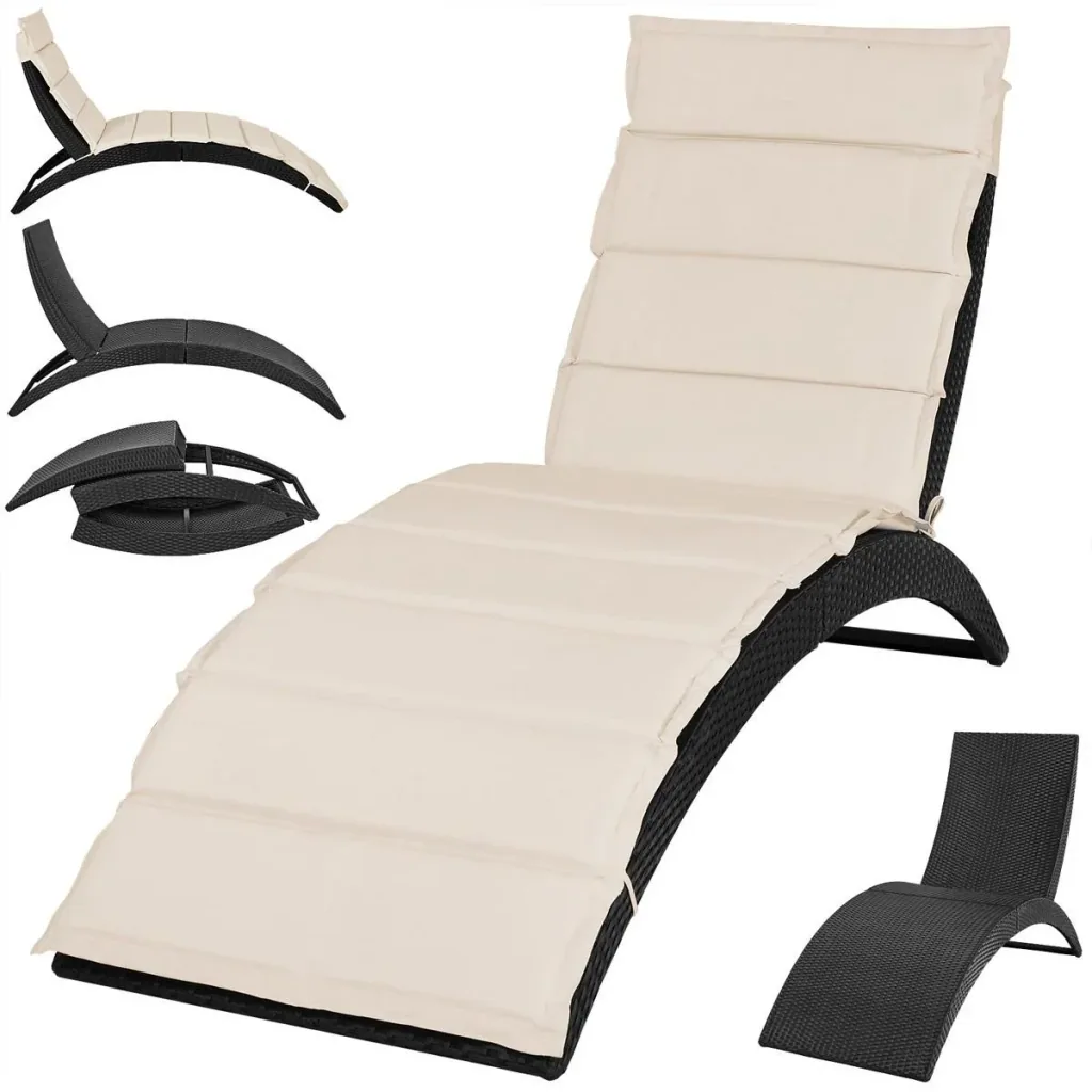 Liegestuhl 'Halfmoon' Polyrotan faltbar 200 x 64 x 95cm