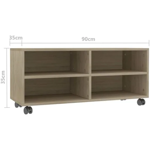TV-Schrank mit Rollen 90x35x35 cm Spanplatte Sonoma-Eiche