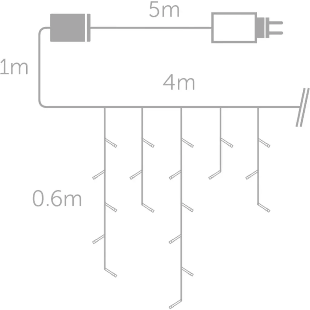 Vellight Eiszapfen-Weihnachtsbeleuchtung - 4 x 0,6 m - 144 LEDs - Weiß - Innen und Außen