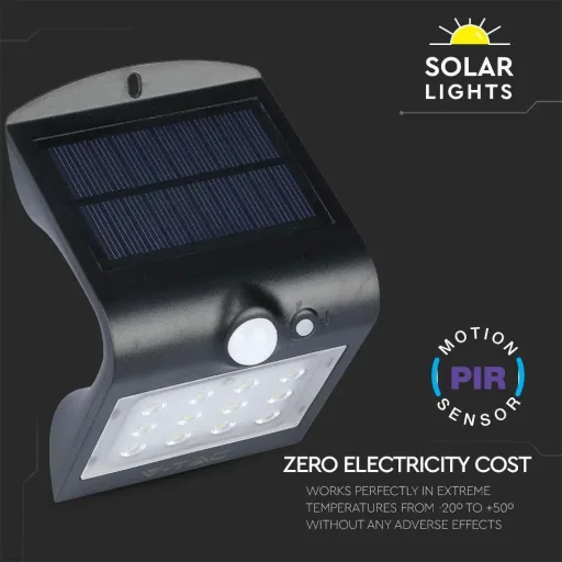 VT-767-2 LED-Solar-Außenbeleuchtung - 1,5W - 220Lm - schwarz