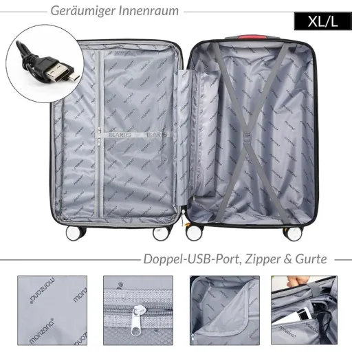 Hartschalenkoffer Ikarus Champagne L aus ABS 38l 55x35x20cm