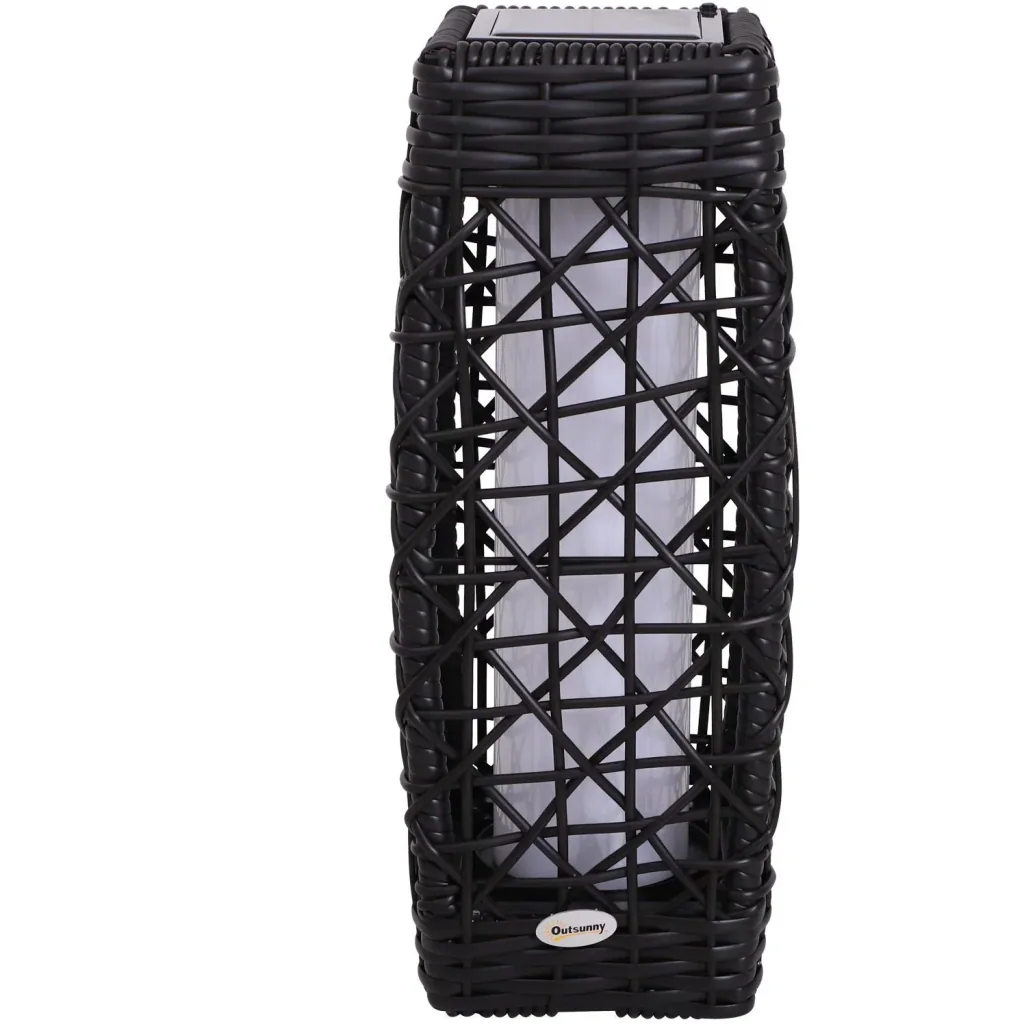 Solarlampe Rattan Gartenlampe Wegbeleuchtung Lichtsensor automatisch wetterfest kaffeebraun L19 x B19 x H48 cm