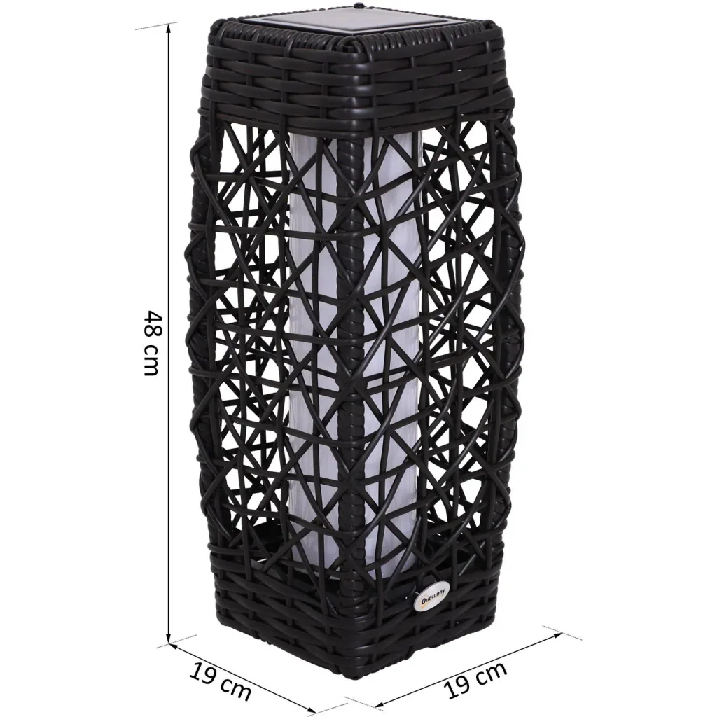 Solarlampe Rattan Gartenlampe Wegbeleuchtung Lichtsensor automatisch wetterfest kaffeebraun L19 x B19 x H48 cm