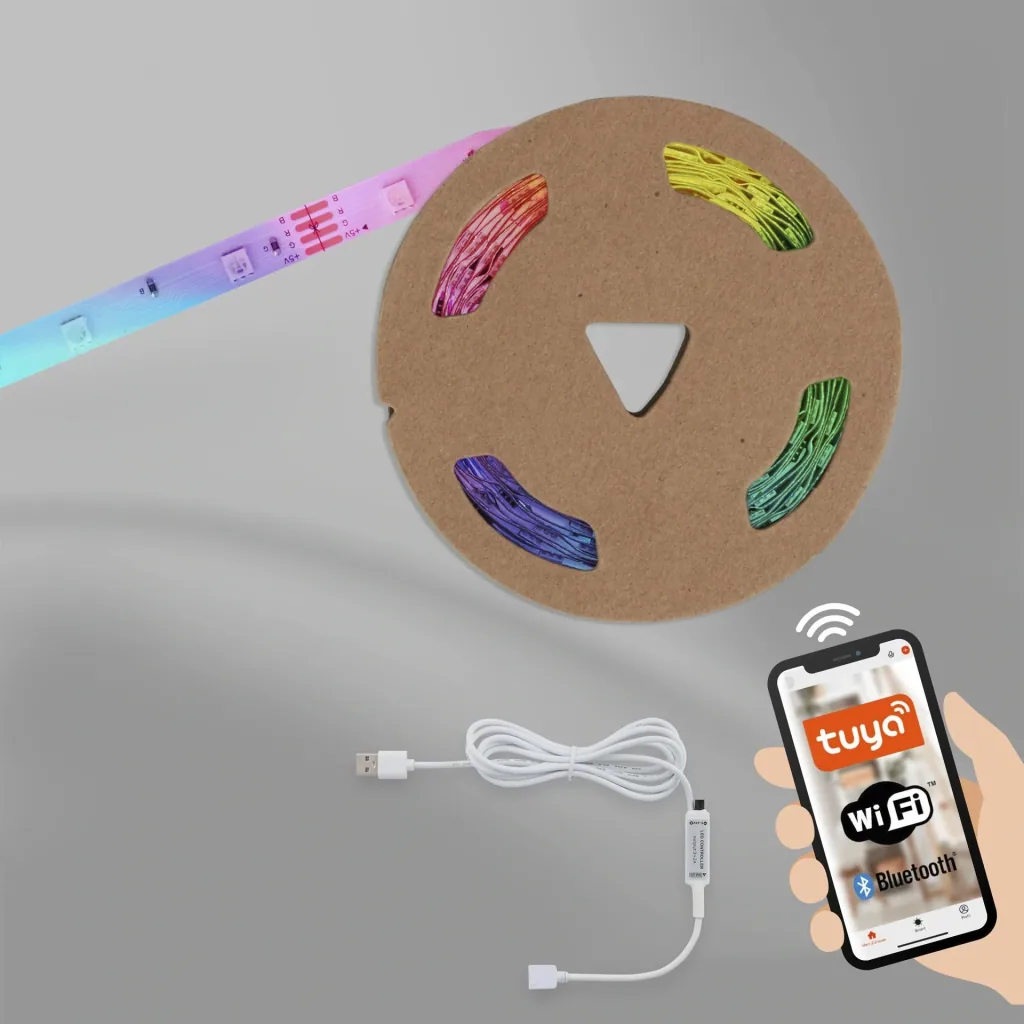 USB SMART Wifi + Bluetooth RGB-LED Flexband, 5m, APP-Steuerung, 150 RGB-LEDs