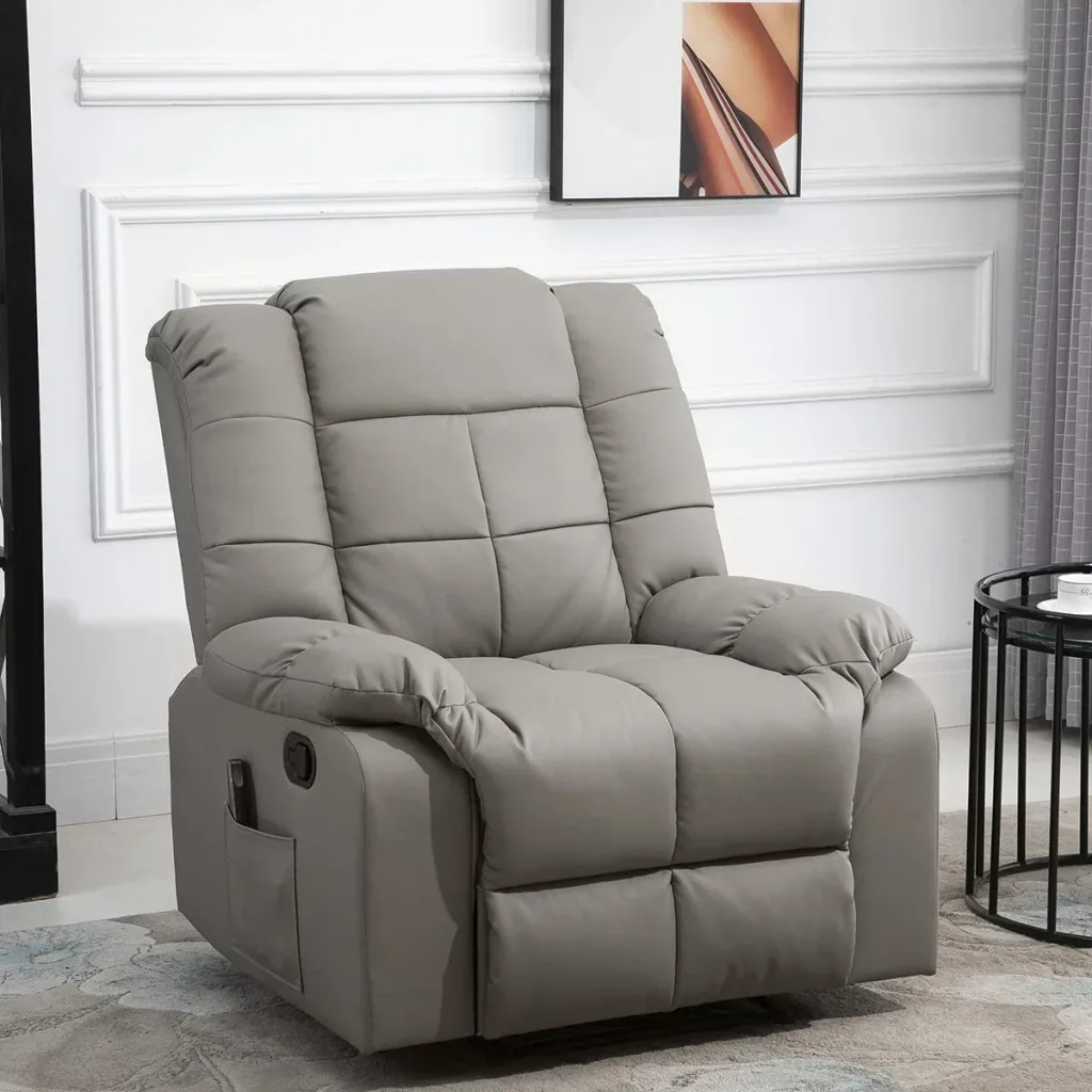 Massagesessel Fernsehsessel Relaxsessel mit Massagefunktion Kunstleder Holz Metall Schaumstoff Grau 94 x 99 x 99 cm