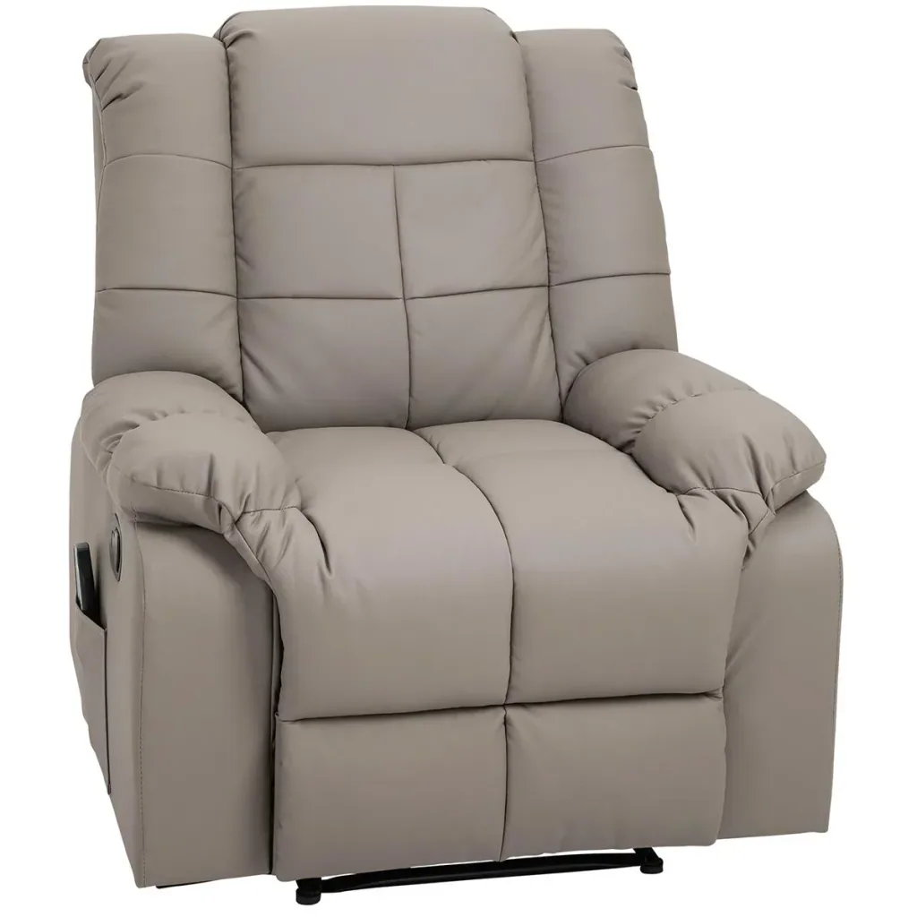 Massagesessel Fernsehsessel Relaxsessel mit Massagefunktion Kunstleder Holz Metall Schaumstoff Grau 94 x 99 x 99 cm
