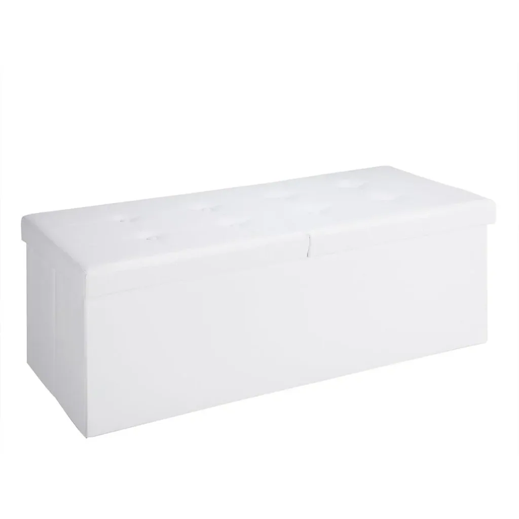 Faltbarer Sitzkasten mit Scharnierdeckel weiß - 115x38x38cm