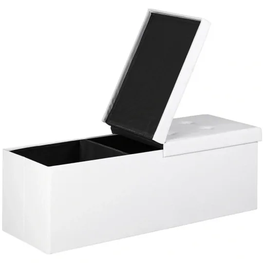 Faltbarer Sitzkasten mit Scharnierdeckel weiß - 115x38x38cm