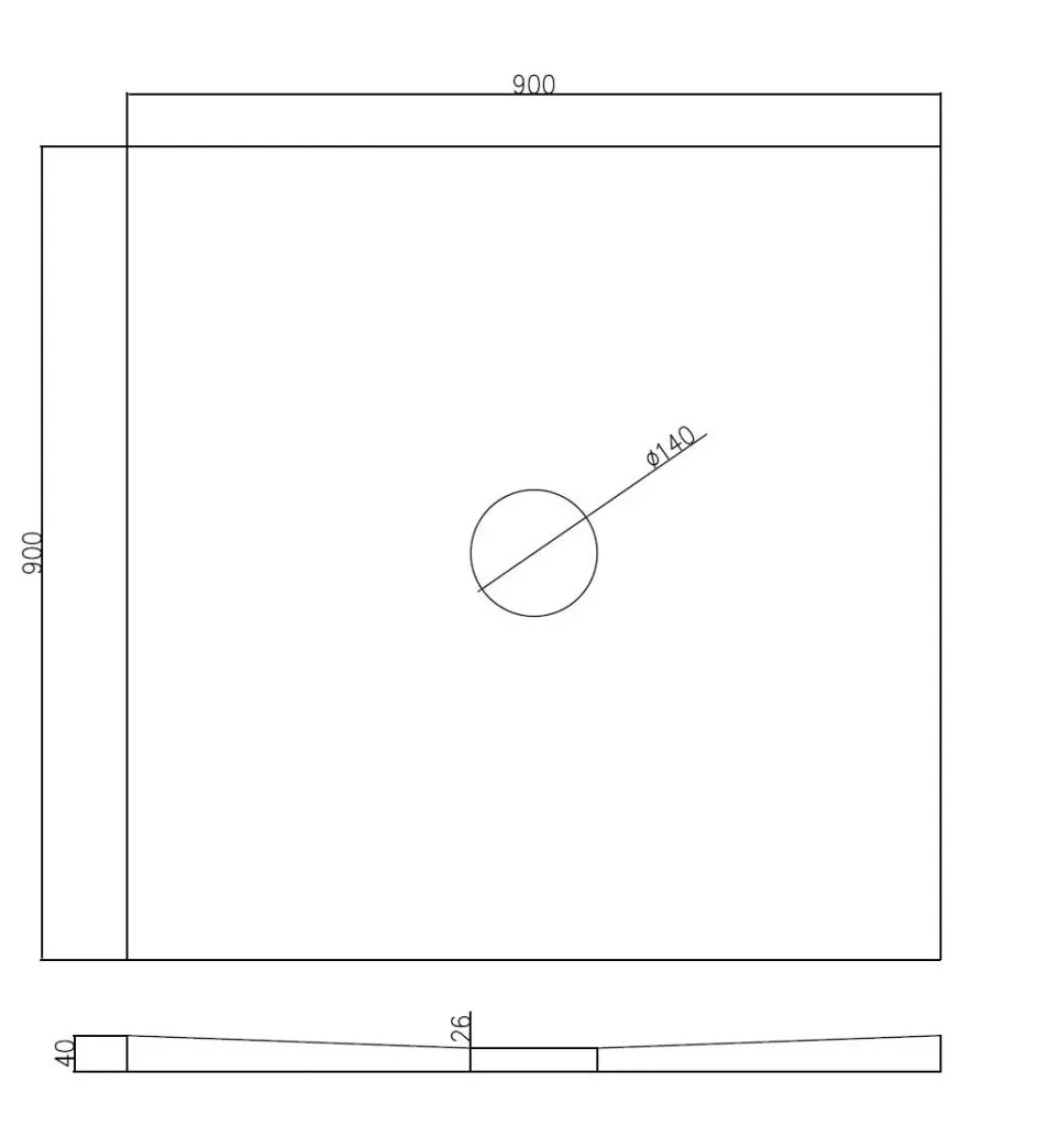 Duschelement 90x90x4 cm