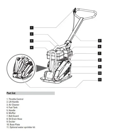 Vibrationsplatte für Benzin - 8000 N