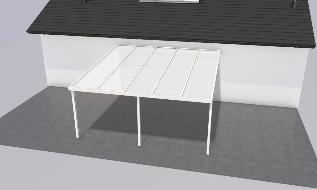 Terrassendach Premium, weiß, 5100 x 5060 mm - Klima blue