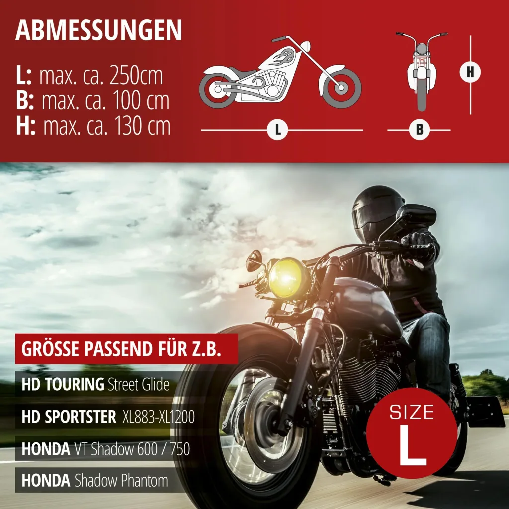Motorradgarage Chopper - Grösse L - 250 x 100 x 130 cm - PVC
