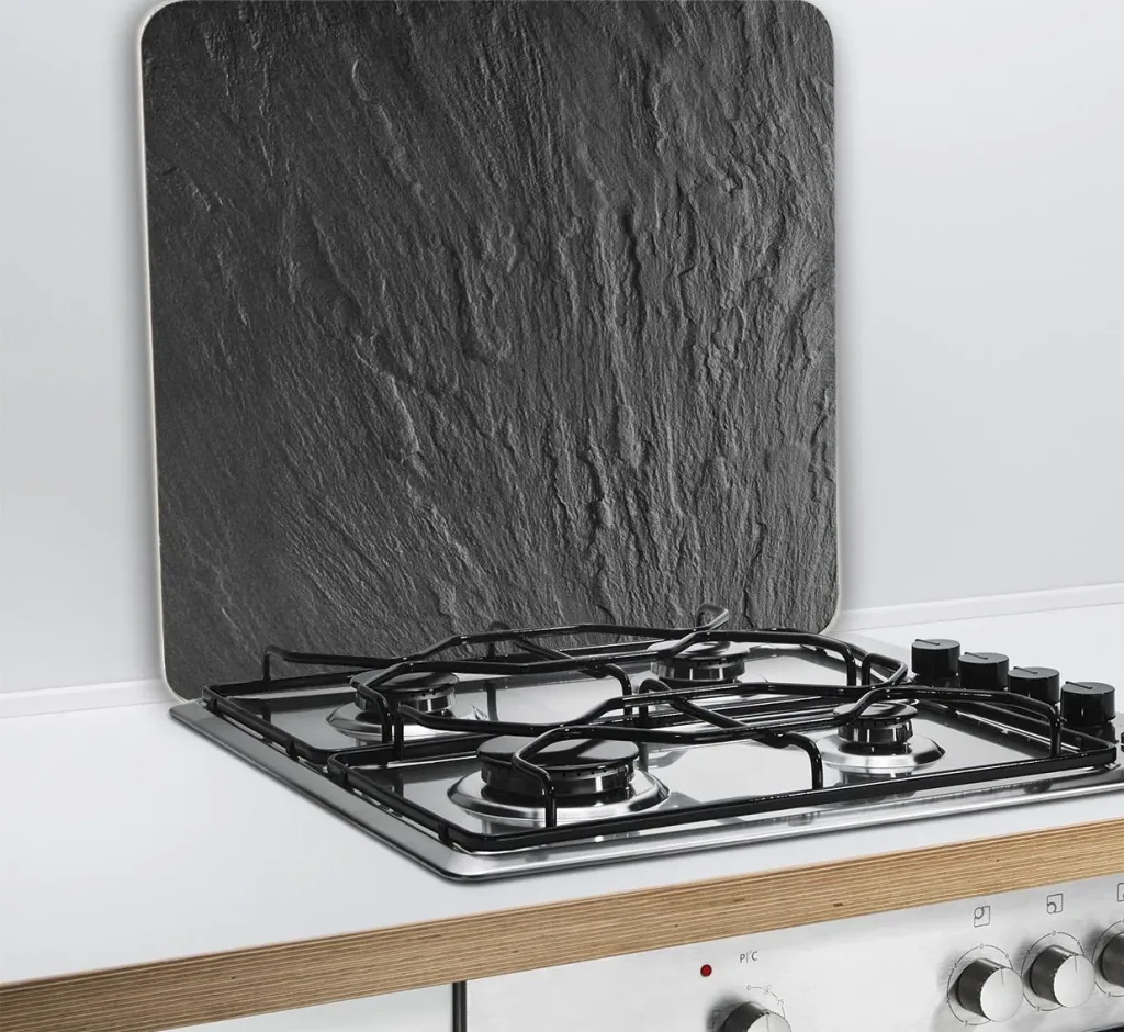 3 in 1 Herd-Abdeckplatte, Schneidbrett, Arbeitsplatte, aus Glas, Schiefer-Optik,