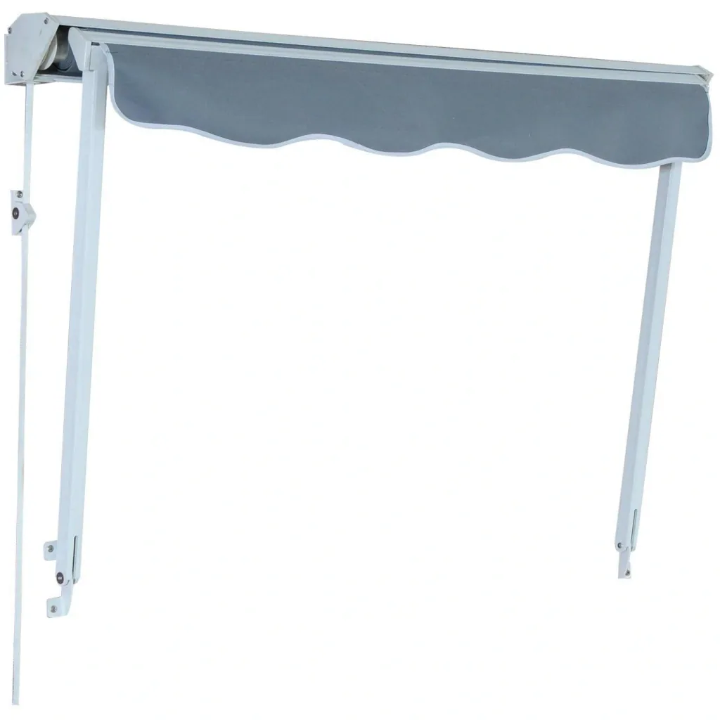 Markise 122cm x 70cm Balkonmarkise Faltarm Seilzug grau