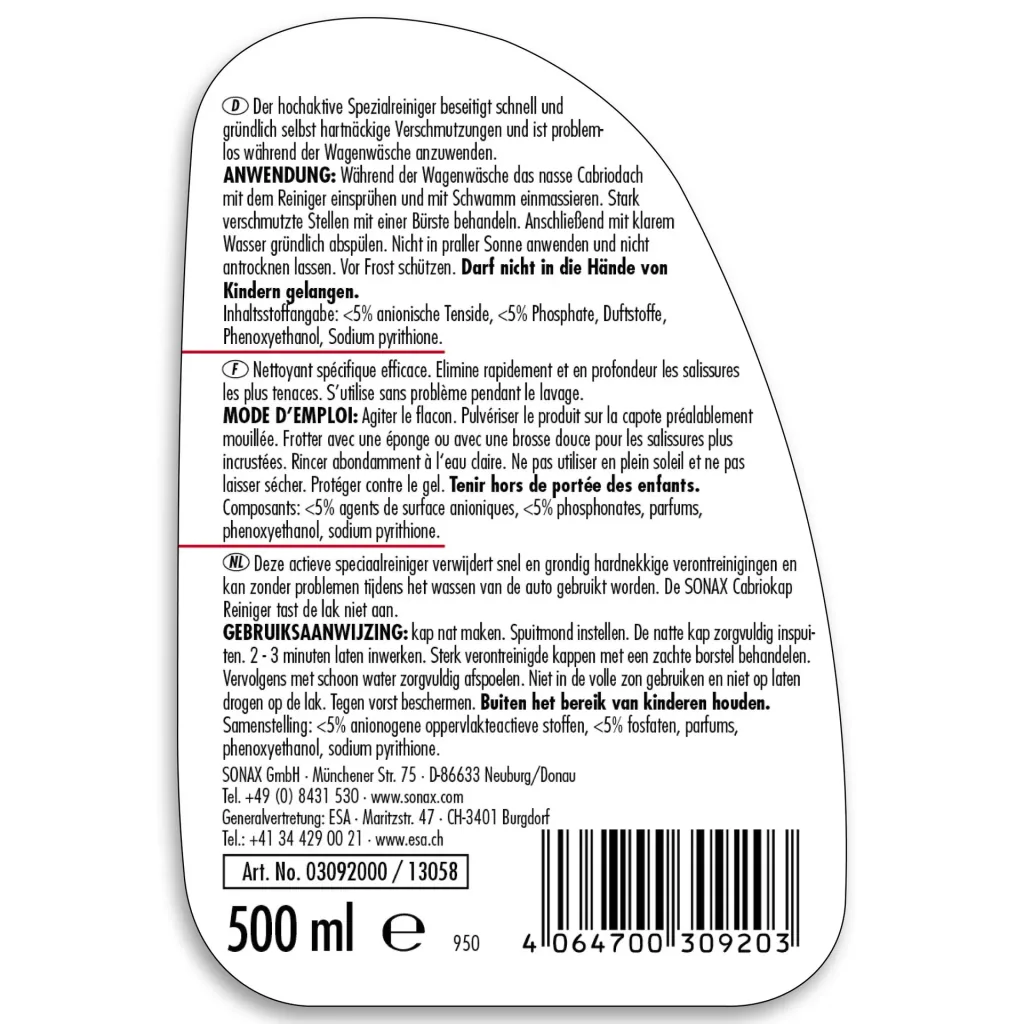 Cabrioverdeckreiniger 500 ml