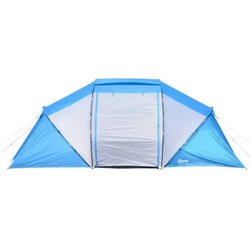 Campingzelt Familienzelt mit 2 Schlafkabinen Blau L460 x B230 x H195cm