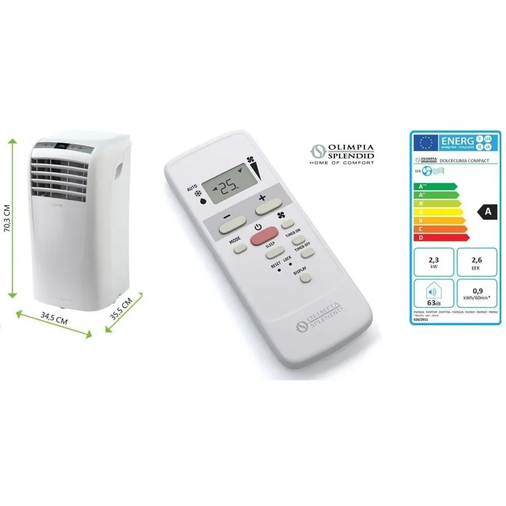 Olimpia Splendid Dolceclima Compact 9 P - Mobiler Luftkühler - Luftkühler 9.000 BTU/h mit Freihandgebläse