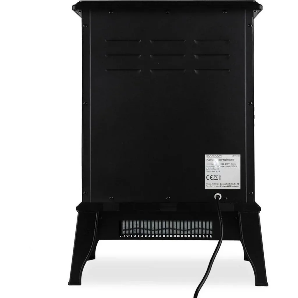 Elektrischer Kamin mit offenem Flammeneffekt 2000 Watt - Schwarz