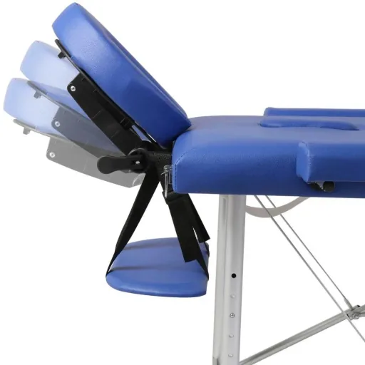Klappbarer Massagetisch mit 2 Zonen Aluminiumrahmen blau