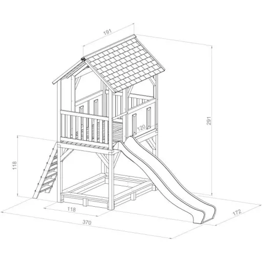 Pumba Spielturm Braun/Weiß - Weiße Rutsche