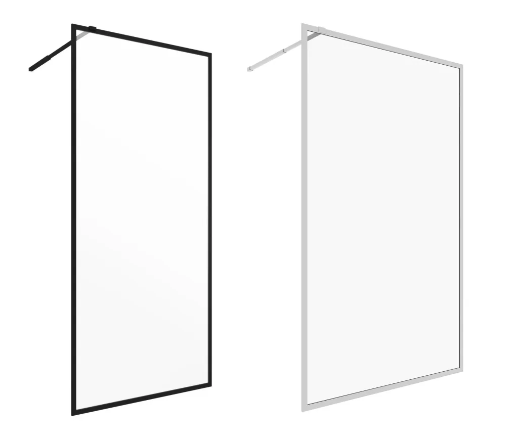 Walk-IN Glas-Duschwand 120 x 200cm, Duschabtrennung mit barrierefreiem Einstieg inklusive Halterungsstange matt schwarz