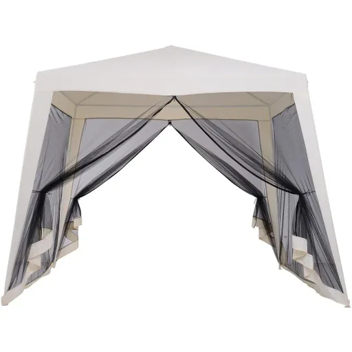 Gartenpavillon Pavillon Festzelt Partyzelt wetterfest Zelt mit Moskitonetz Beige 3 x 3 m