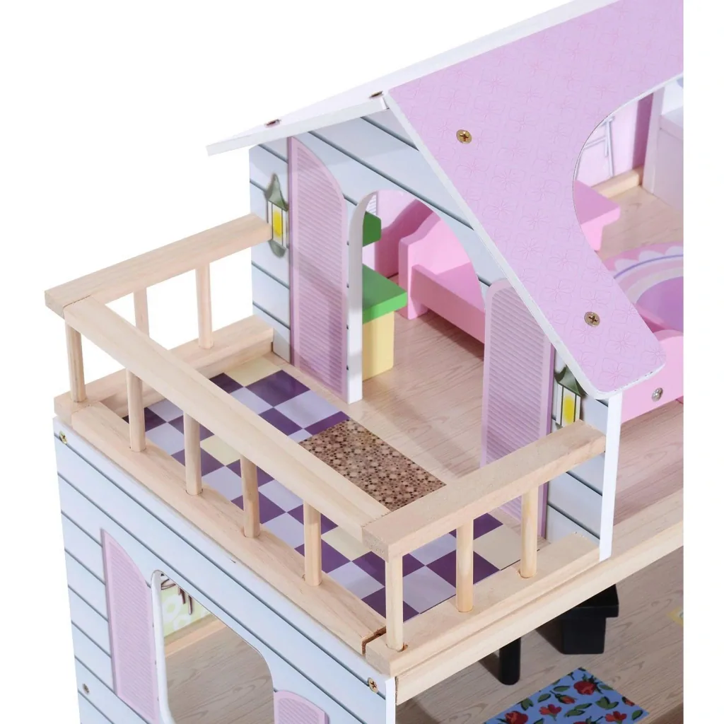 Puppenhaus 4 Etagen mit Möbeln Holz L60 x W30 x H80cm