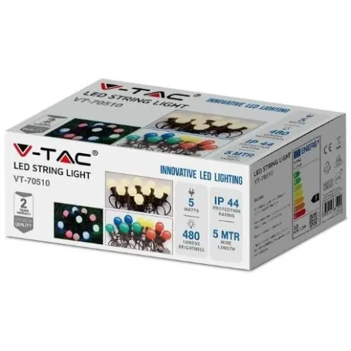 VT-70510 Lichterkette - Wasserdicht - 10 LED-Lampen - 3000K - 5M