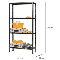 Lagerregal / Regal Solid 50 Schwarz - 200 kg Tragfähigkeit - 150x75x30 cm