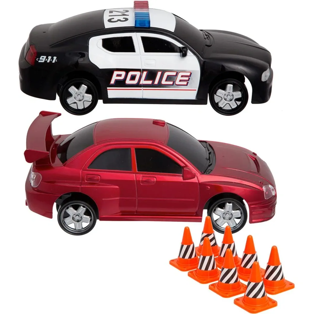 Sharper Image RC Rennset Polizei und Rennwagen 2 Spieler mit Spielfiguren