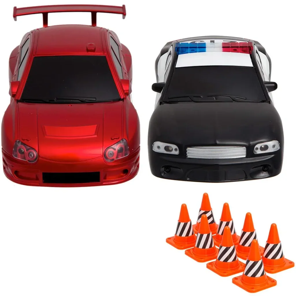 Sharper Image RC Rennset Polizei und Rennwagen 2 Spieler mit Spielfiguren