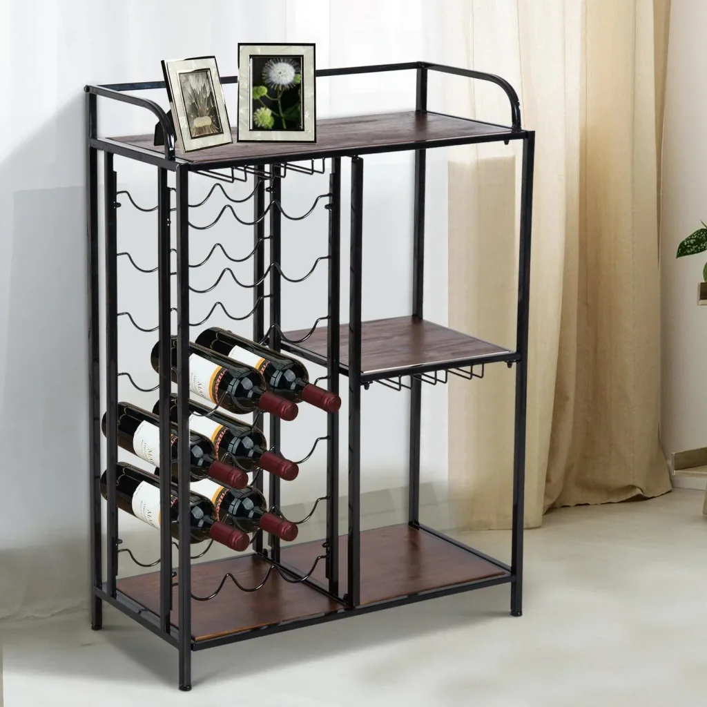 Weinregal Weinschrank Weinständer 21 Flaschen 3 Staufächer
