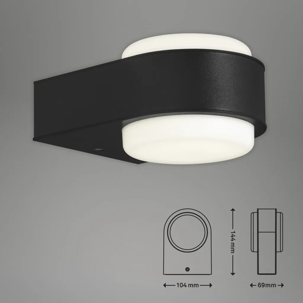 HANAU LED Außenwandleuchte, schwarz, IP44, 6,5 Watt, 650 lm, 4.000 K