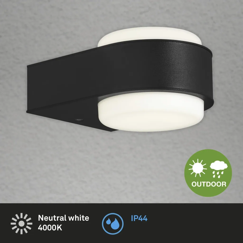 HANAU LED Außenwandleuchte, schwarz, IP44, 6,5 Watt, 650 lm, 4.000 K
