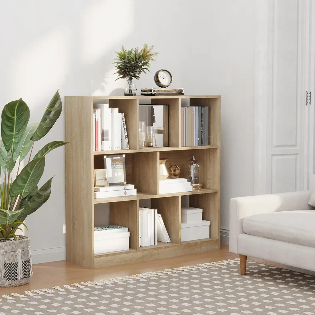 Bücherregal 3-stöckige Aufbewahrungsregal Büroregal Display Regal für Home-Office Wohnzimmer Spanplatte Natur 97,5 x 30